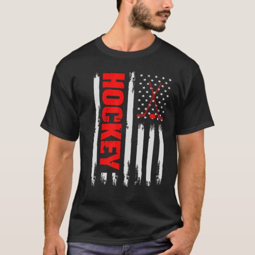 American Flag Hockey Usa Patriotic Sport Games Lov T_Shirt