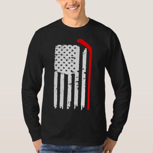 American Flag Hockey Usa Patriotic  T_Shirt