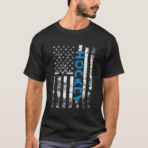 American Flag Hockey Usa Patriotic T_Shirt