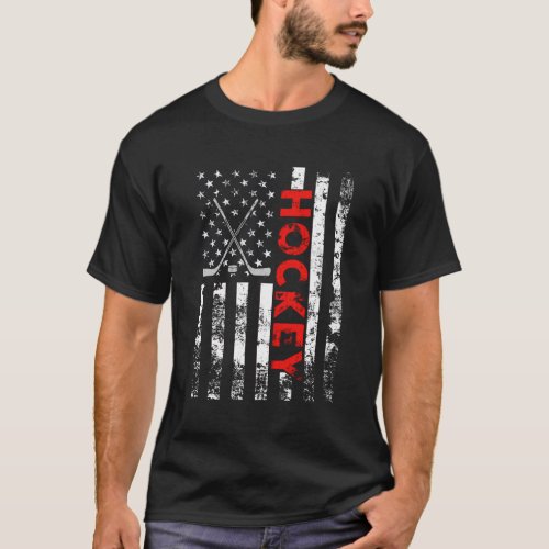 American Flag Hockey Usa Patriotic T_Shirt