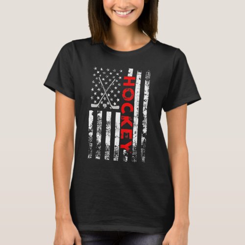 American Flag Hockey Usa Patriotic T_Shirt