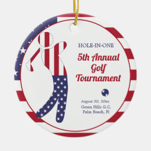 American Flag Hole-in-one Golf Tournament Prize Ceramic Ornament