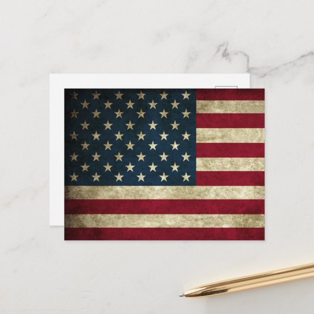 American Flag Holiday Postcard (Front/Back In Situ)