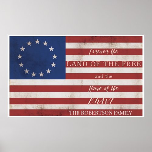 American Flag Home Free Brave Patriotic Betsy Ross Poster