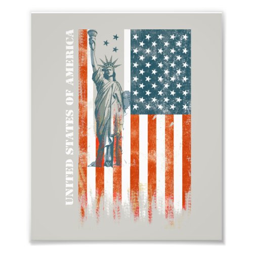 American Flag Home Gifts Liberty Statue US Art Photo Print