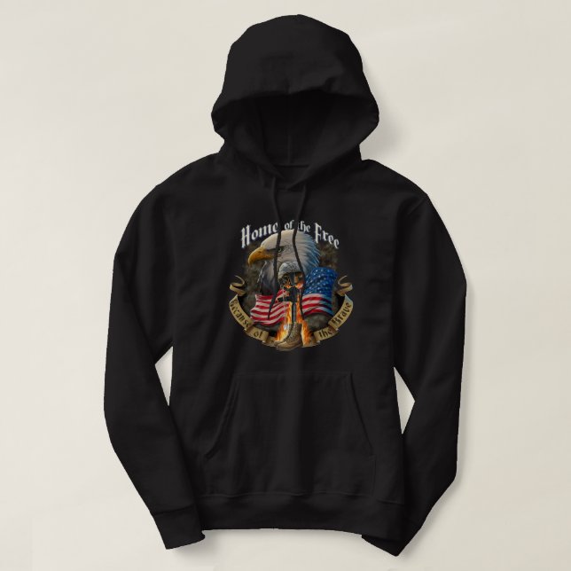 American Flag Home Of The Free Veteran Proud To Be Hoodie (Design Front)