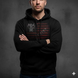 American Flag Hoodie with Skull