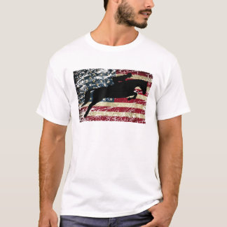 American Flag Horse Riding T Shirt Show Jumping T