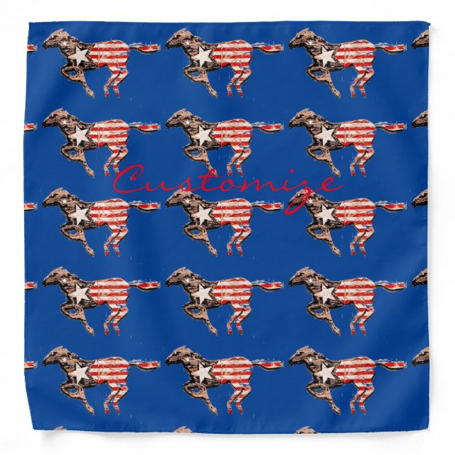 American Flag Horse Running Thunder_Cove Bandana (Front)