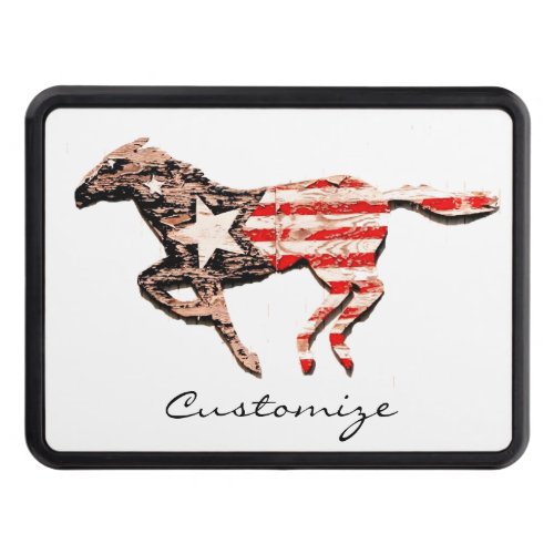 American Flag Horse Running Thunder_Cove Hitch Cover