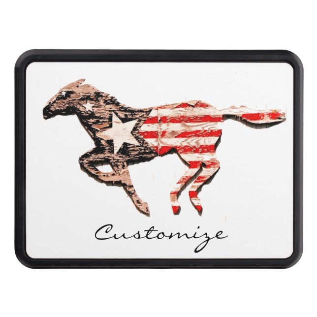 American Flag Horse Running Thunder_Cove Hitch Cover (Front)