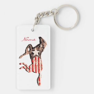 American Flag Horse Running Thunder_Cove Keychain