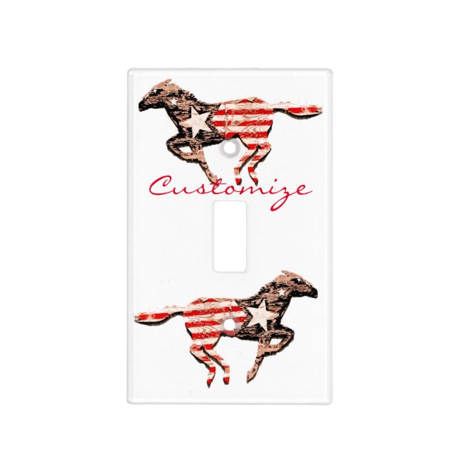 American Flag Horse Running Thunder_Cove Light Switch Cover (Front)
