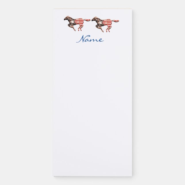 American Flag Horse Running Thunder_Cove  Magnetic Notepad (Front)