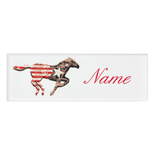 American Flag Horse Running Thunder_Cove Name Tag