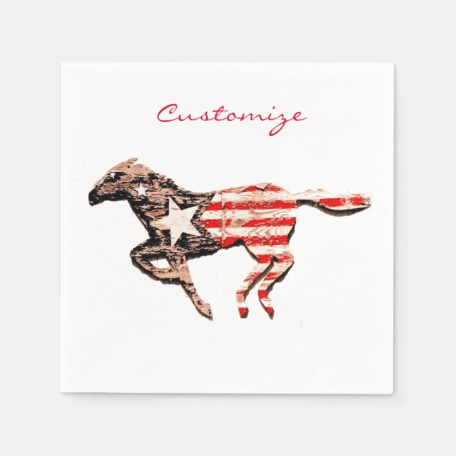 American Flag Horse Running Thunder_Cove Napkins (Front)