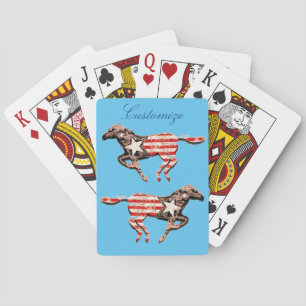American Flag Horse Running Thunder_Cove Poker Cards