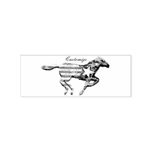 American Flag Horse Running Thunder_Cove Rubber Stamp
