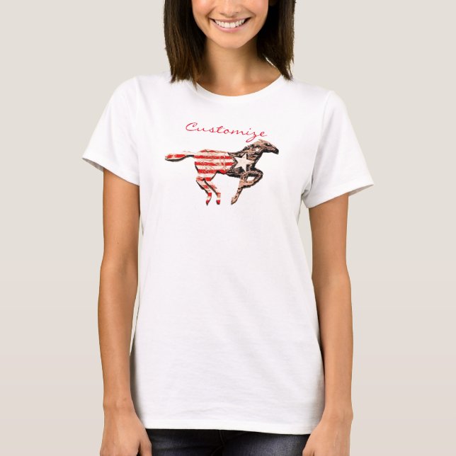American Flag Horse Running Thunder_Cove T-Shirt (Front)
