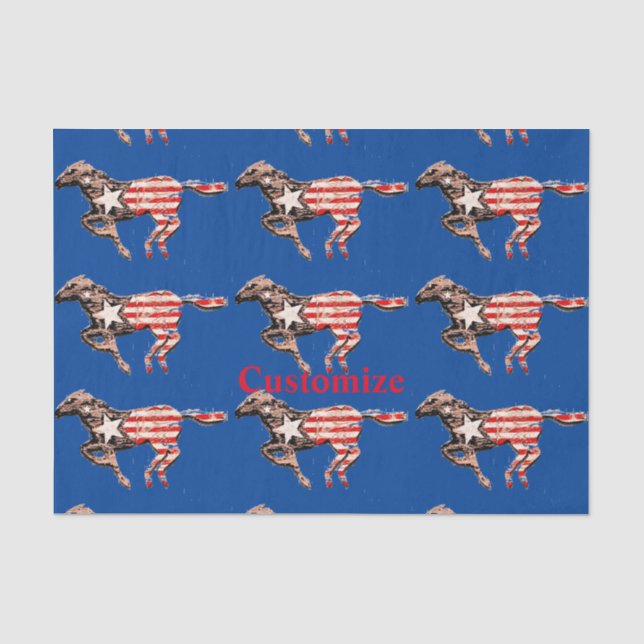 American Flag Horse Running Thunder_Cove  Tissue Paper (Front)