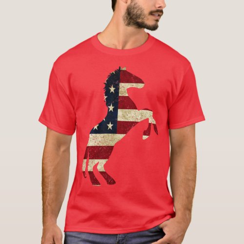 American Flag Horse T_Shirt