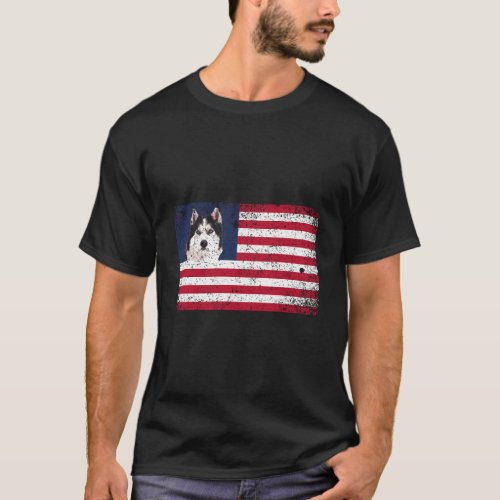 American Flag Husky Dog Lover Funny 4Th Of July Do T_Shirt