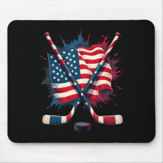 American Flag Ice Hockey Mouse Pad