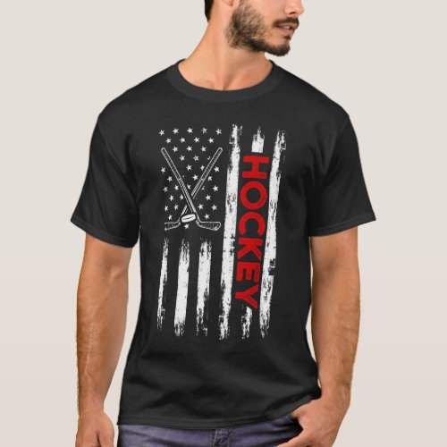 American Flag Ice Hockey Player USA 4th of July T_Shirt