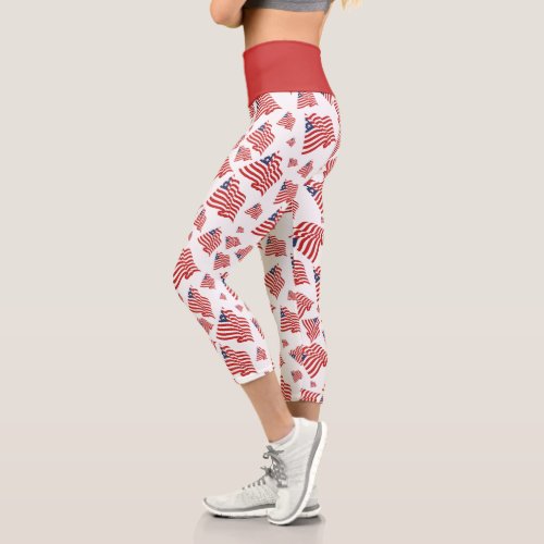 American Flag Illustration Random Pattern  Capri Leggings