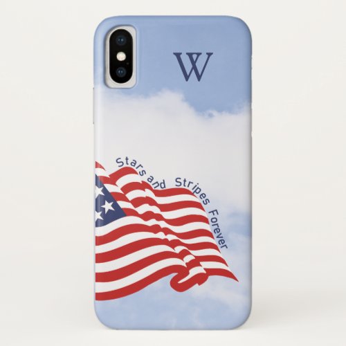 American Flag Illustration Stars  Stripes Forever iPhone X Case