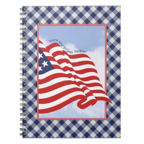 American Flag Illustration Stars  Stripes Forever Notebook