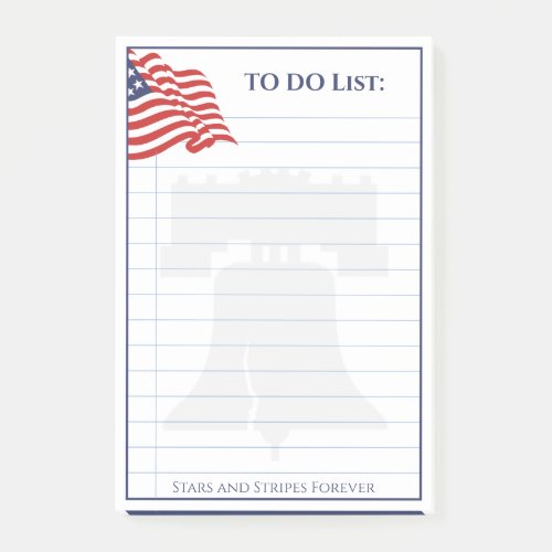 American Flag Illustration To Do List Lined Post_it Notes