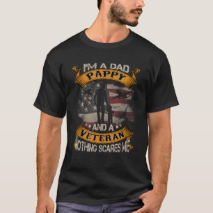 American Flag I'm A Dad Pappy And A Veteran 4th Of T-Shirt