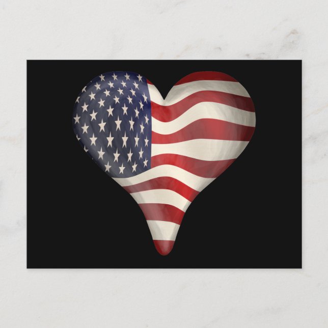 American Flag In A Heart Postcard (Front)