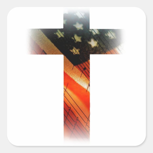 American Flag in cross Square Sticker (Front)