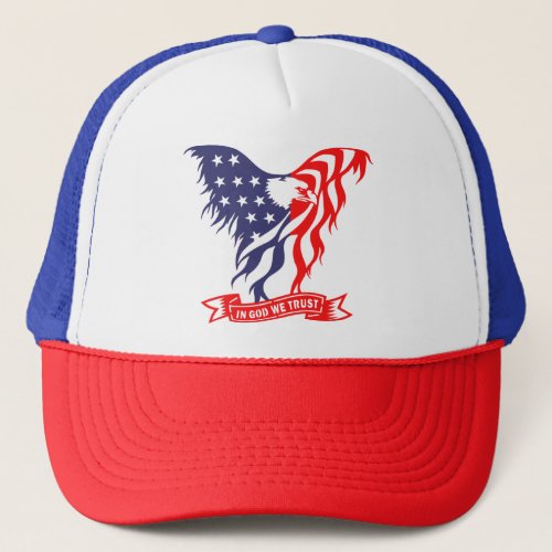 American Flag _ In God We Trust Trucker Hat