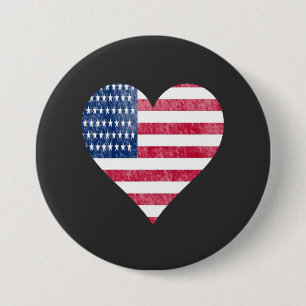 American flag in heart button