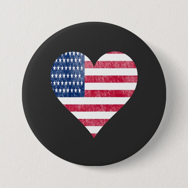 American flag in heart button (Front)