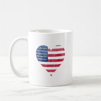 American flag in heart coffee mug