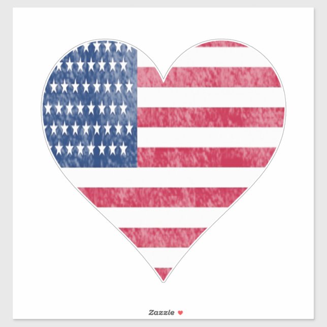 American flag in heart sticker (Sheet)