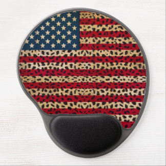 American Flag in Leopard Spot Print Design Gel Mouse Pad
