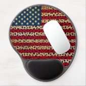 American Flag in Leopard Spot Print Design Gel Mouse Pad (Left Side)