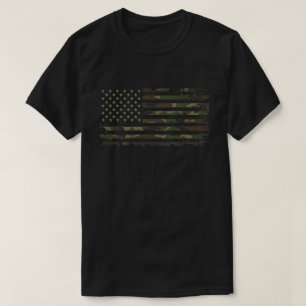 American Flag In Military Camouflage Colors T-Shirt