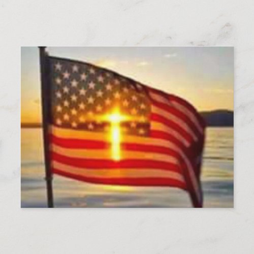 american flag in the sun postcard