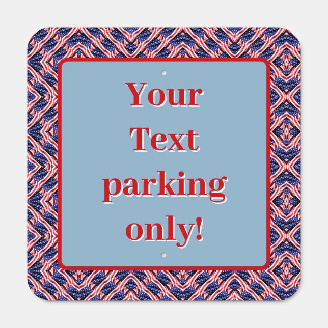 American Flag in the Wind Waving Banner Tiled Metal Sign (Front)