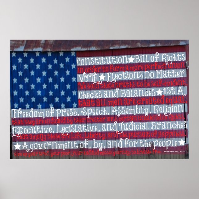 American Flag in Words - WordArt™ Poster (Front)
