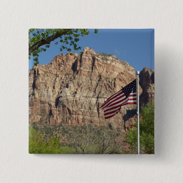 American Flag in Zion National Park I Button (Front)