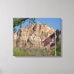 American Flag in Zion National Park I Canvas Print