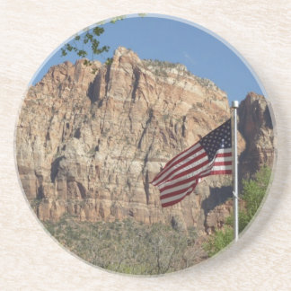 American Flag in Zion National Park I Drink Coaster