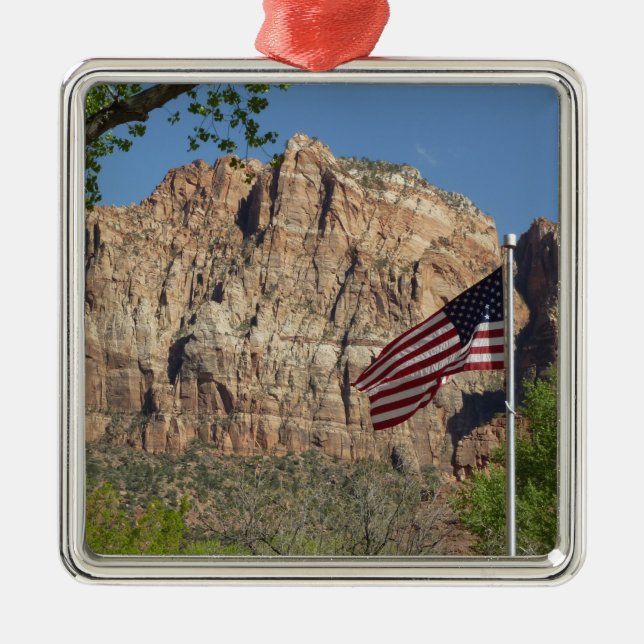 American Flag in Zion National Park I Metal Ornament (Front)